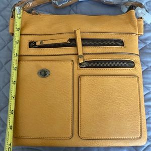 Over the shoulder mustard color purse